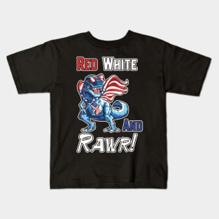 red white and rawr Kids T-Shirt
